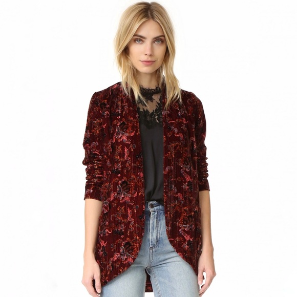 Free People Jackets & Blazers - Free People Print Crinkle Velvet Slouchy Jacket